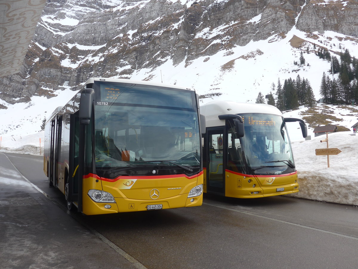 (214'025) - PostAuto Ostschweiz - SG 445'304 - Mercedes am 1. Februar 2020 in Schw�galp, S�ntis-Schwebebahn