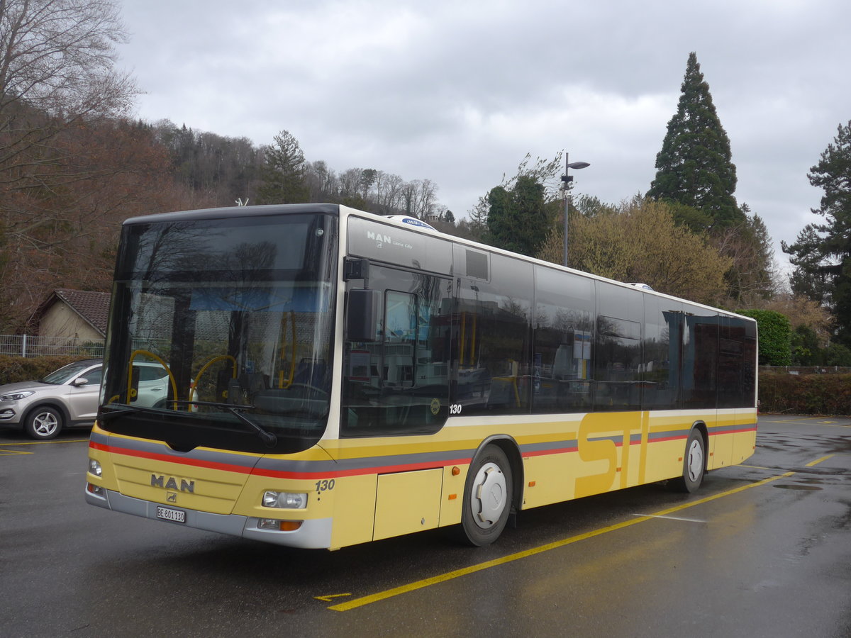 (214'094) - STI Thun - Nr. 130/BE 801'130 - MAN am 2. Februar 2020 bei der Schiffl�ndte Thun