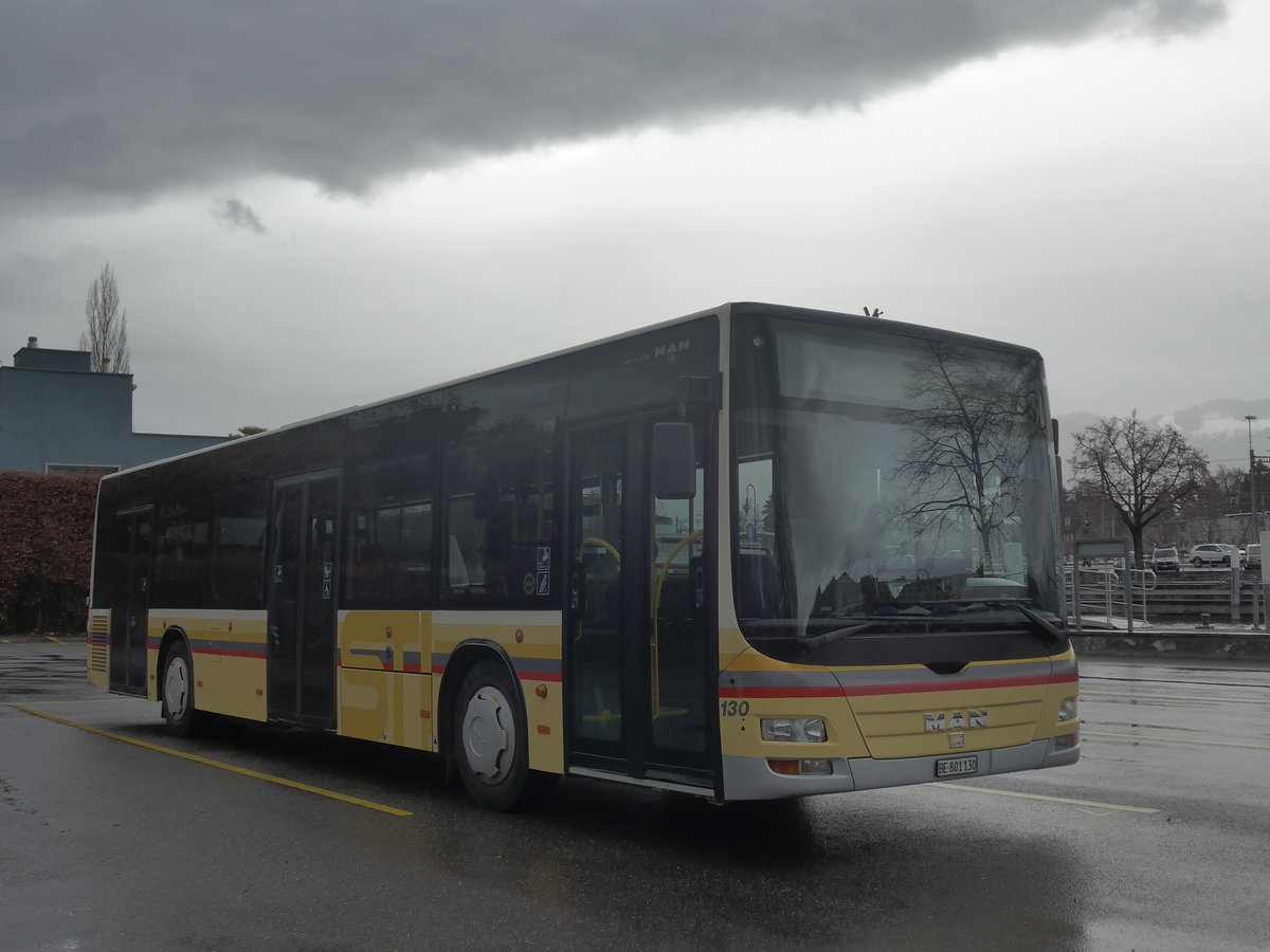(214'095) - STI Thun - Nr. 130/BE 801'130 - MAN am 2. Februar 2020 bei der Schiffl�ndte Thun