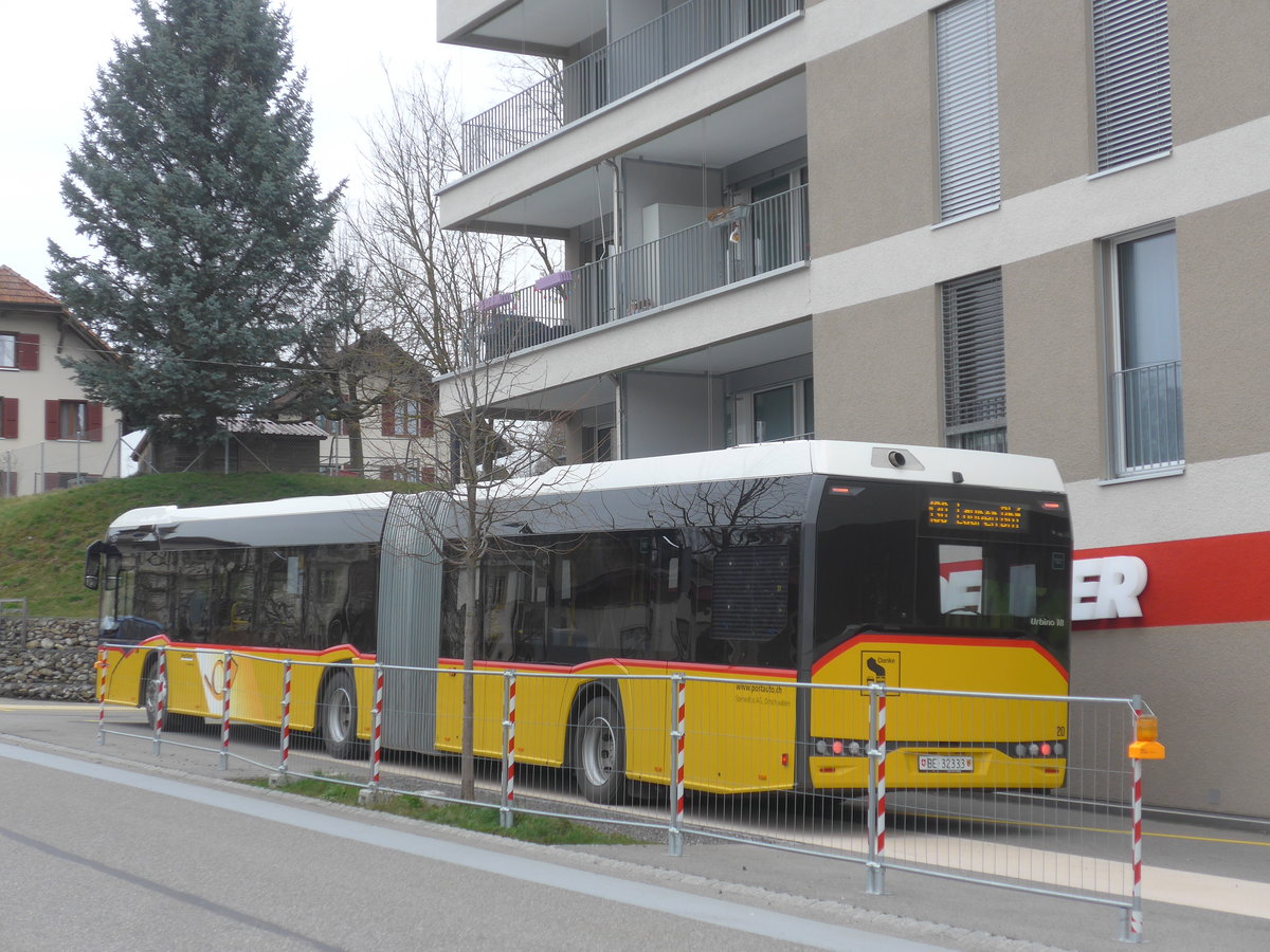 (215'025) - Steiner, Ortschwaben - Nr. 20/BE 32'333 - Solaris am 2. M�rz 2020 beim Bahnhof Th�rishaus Dorf