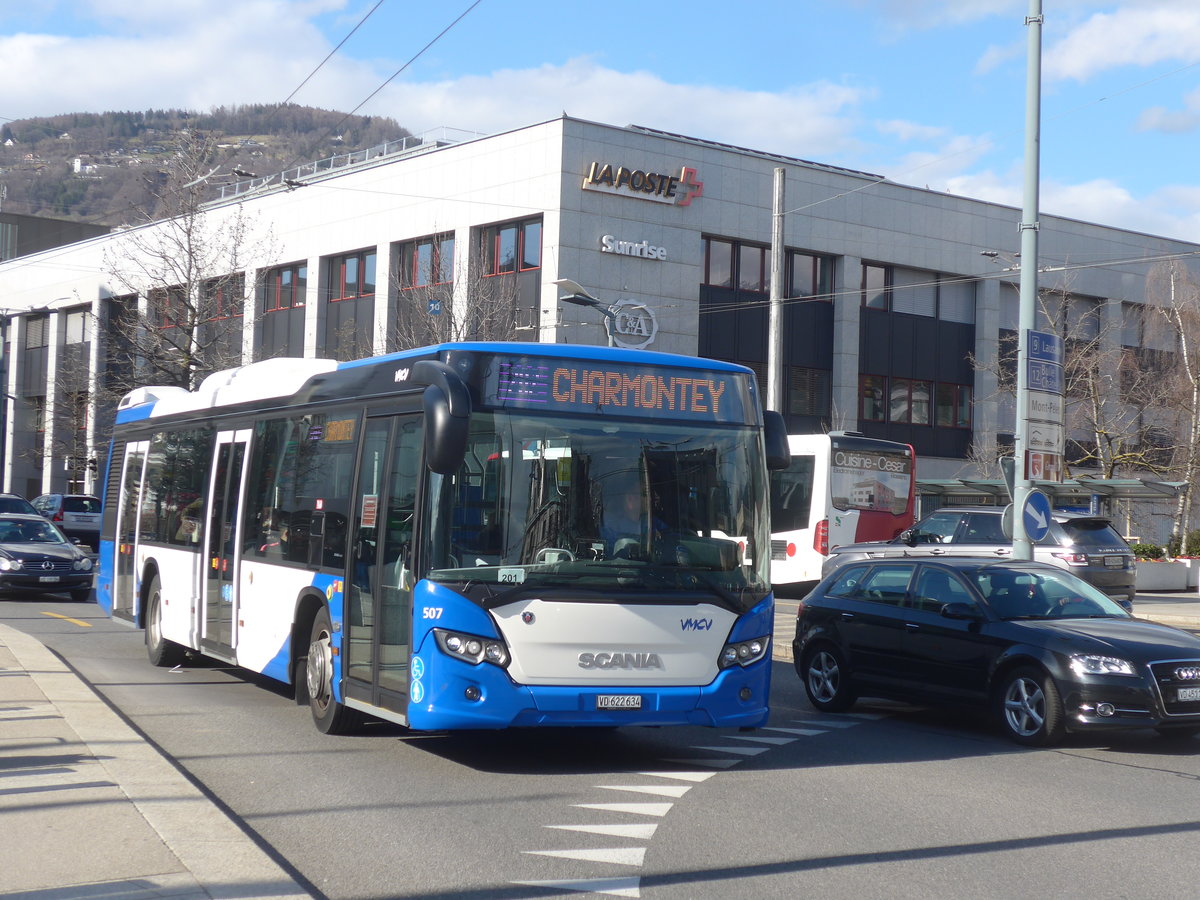 (215'173) - VMCV Clarens - Nr. 507/VD 622'634 - Scania am 14. M�rz 2020 beim Bahnhof Vevey
