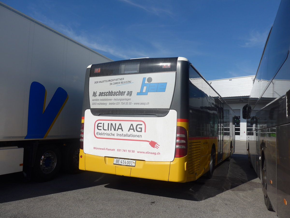 (215'250) - PostAuto Bern - Nr. 1/BE 414'001 - Mercedes (ex Klopfstein, Laupen Nr. 1) am 15. M�rz 2020 in Kerzers, Interbus