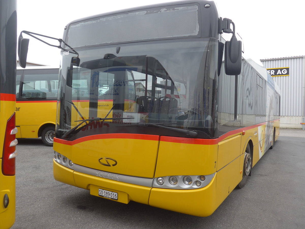 (215'442) - PostAuto Nordschweiz - Nr. 7/SO 189'016 . Solaris (ex PostAuto Bern Nr. 7; ex Klopfstein, Laupen Nr. 7) am 22. M�rz 2020 in Kerzers, Interbus