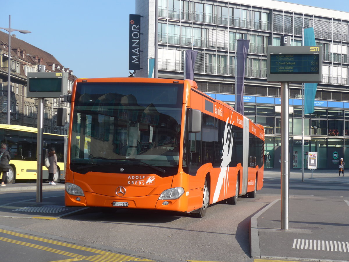 (215'569) - STI Thun - Nr. 171/BE 752'171 - Mercedes am 27. M�rz 2020 beim Bahnhof Thun