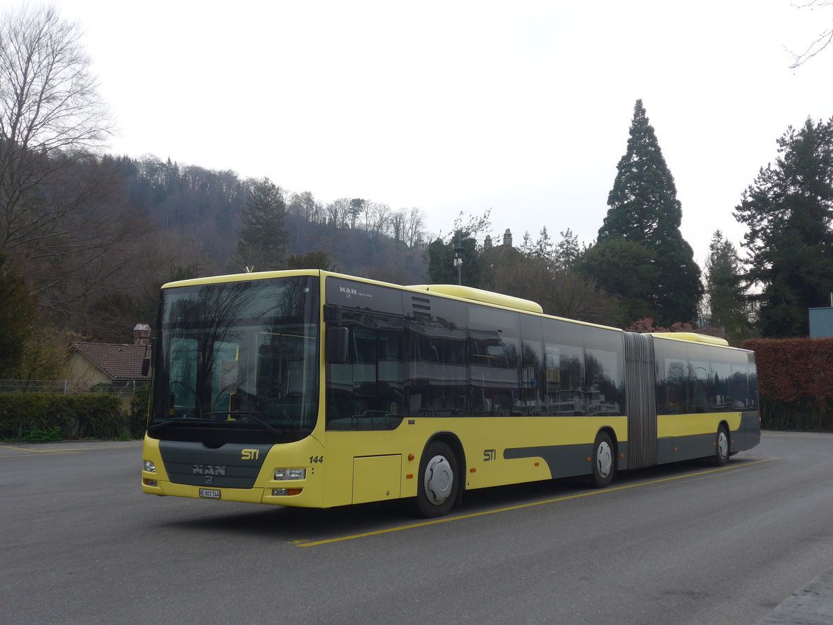 (215'665) - STI Thun - Nr. 144/BE 801'144 - MAN am 29. M�rz 2020 bei der Schiffl�ndte Thun