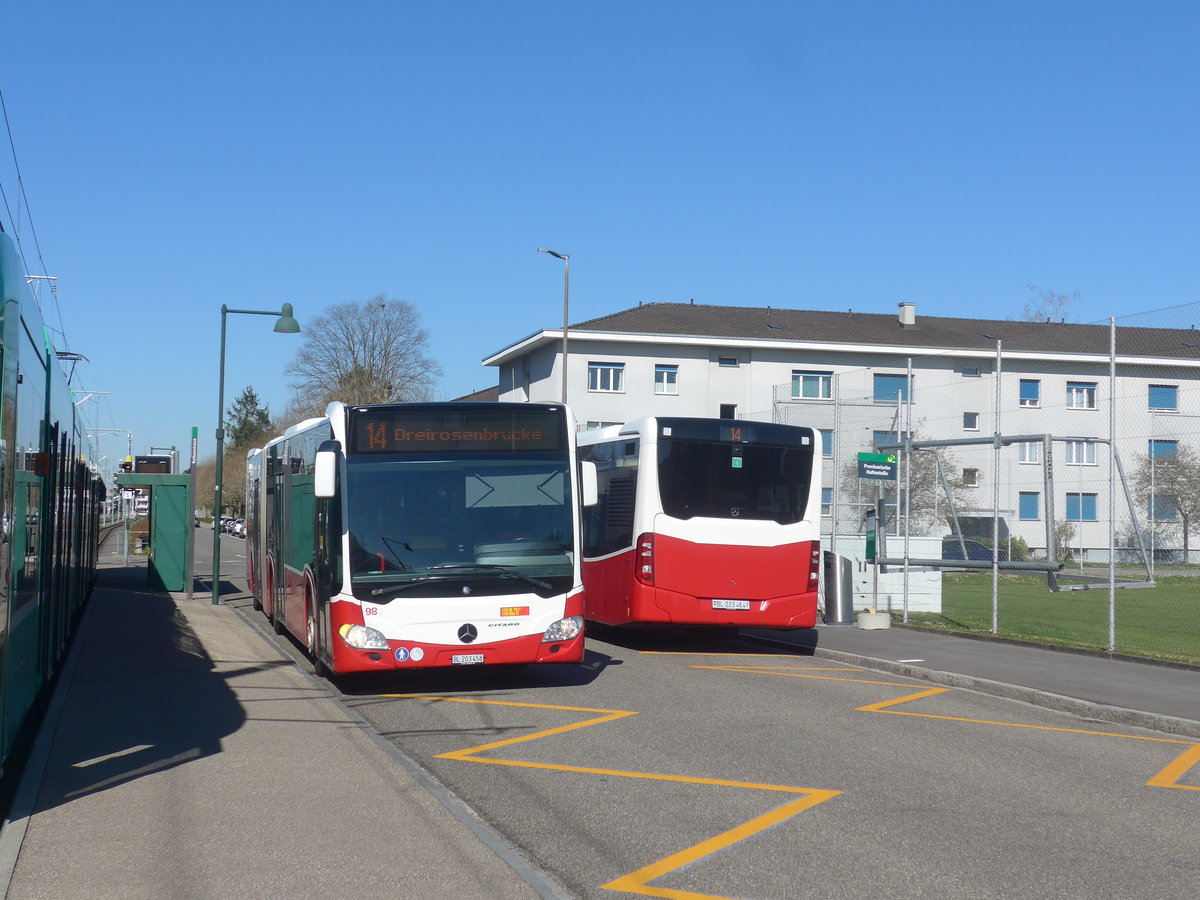 (215'713) - BLT Oberwil - Nr. 98/BL 203'458 - Mercedes (ex ex Gschwindl, A-Wien Nr. 8410) am 31. M�rz 2020 in Muttenz, Rothausstrasse