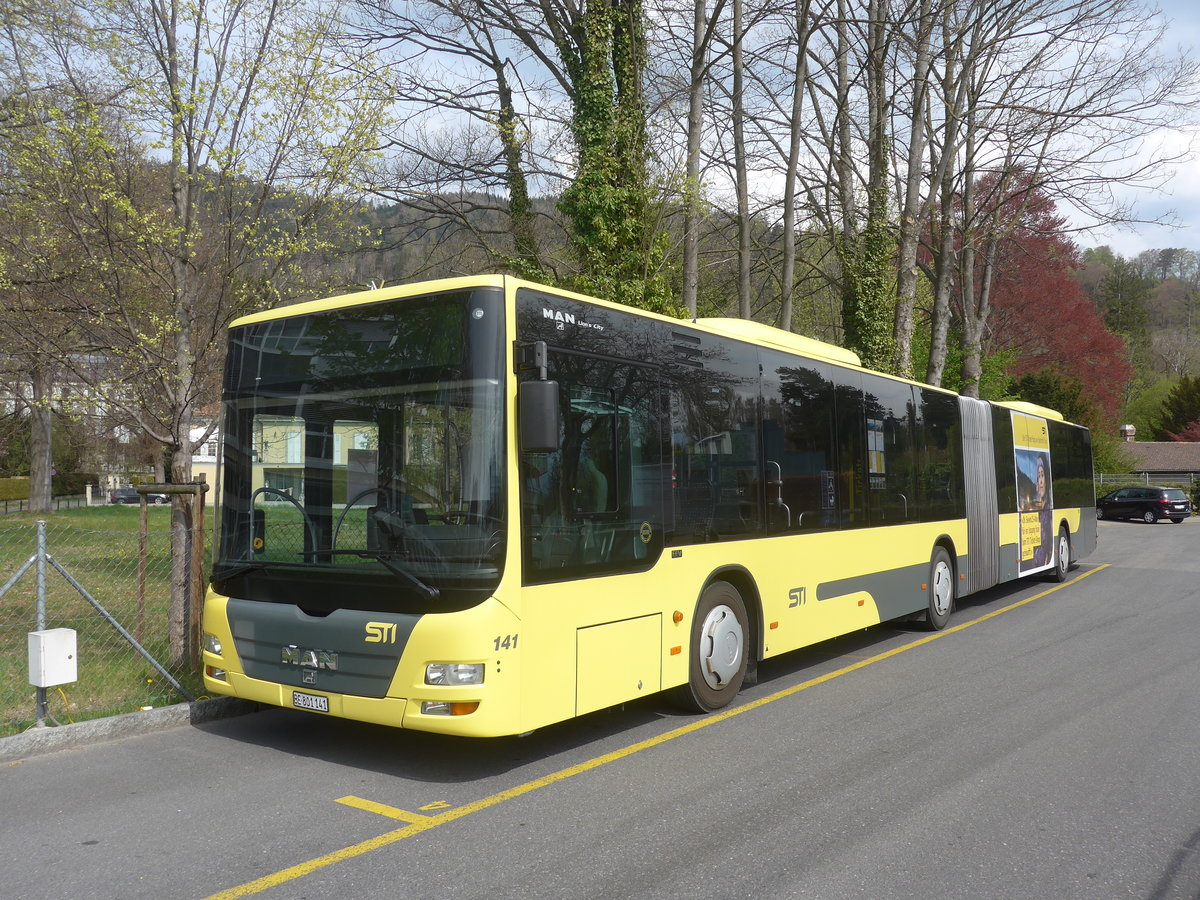 (216'045) - STI Thun - Nr. 141/BE 801'141 - MAN am 13. April 2020 bei der Schiffl�ndte Thun