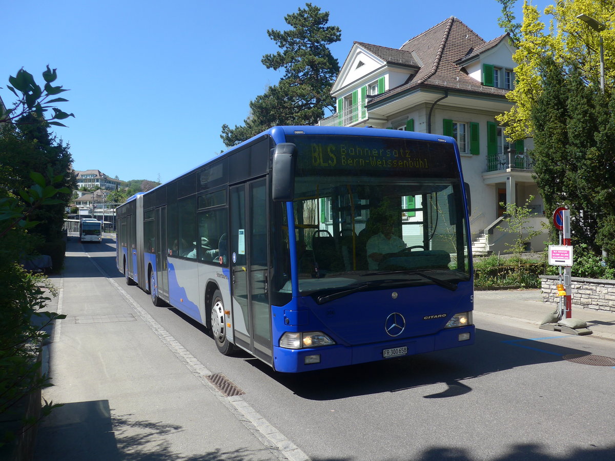 (216'382) - Intertours, Domdidier - Nr. 206/FR 300'658 - Mercedes (ex VZO Gr�ningen Nr. 51) am 22. April 2020 beim Bahnhof Belp