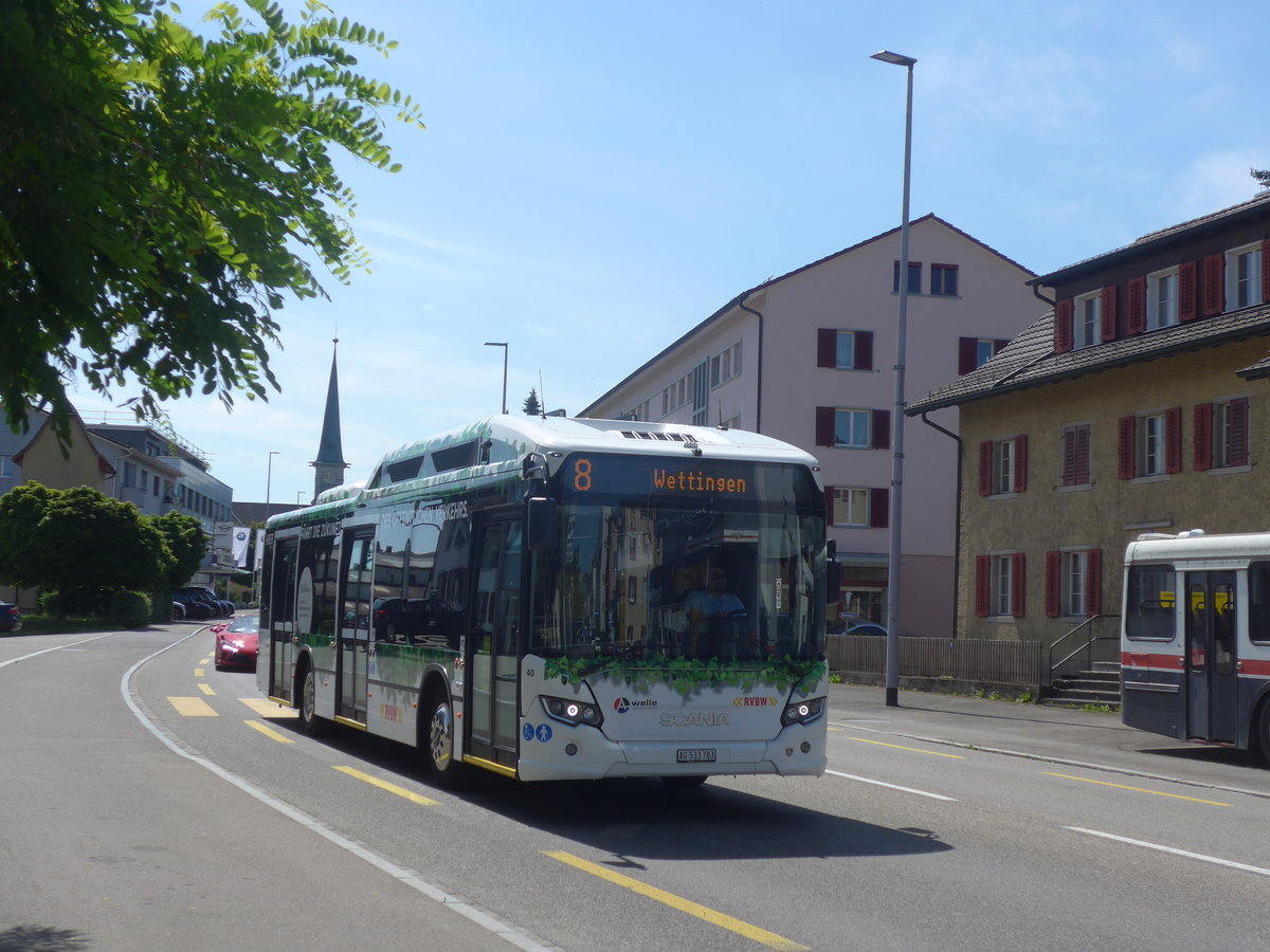 (217'389) - RVBW Wettingen - Nr. 40/AG 533'783 - Scania am 30. Mai 2020 in Neuenhof, Z�rcherstrasse