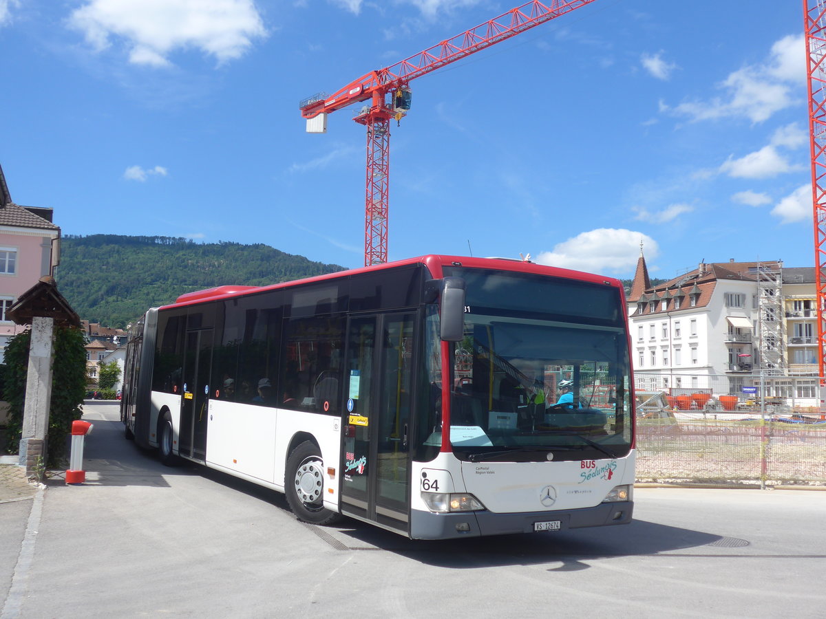 (218'382) - PostAuto Wallis - Nr. 64/VS 12'674 - Mercedes (ex Lathion, Sion Nr. 64) am 4. Juli 2020 beim Bahnhof Del�mont