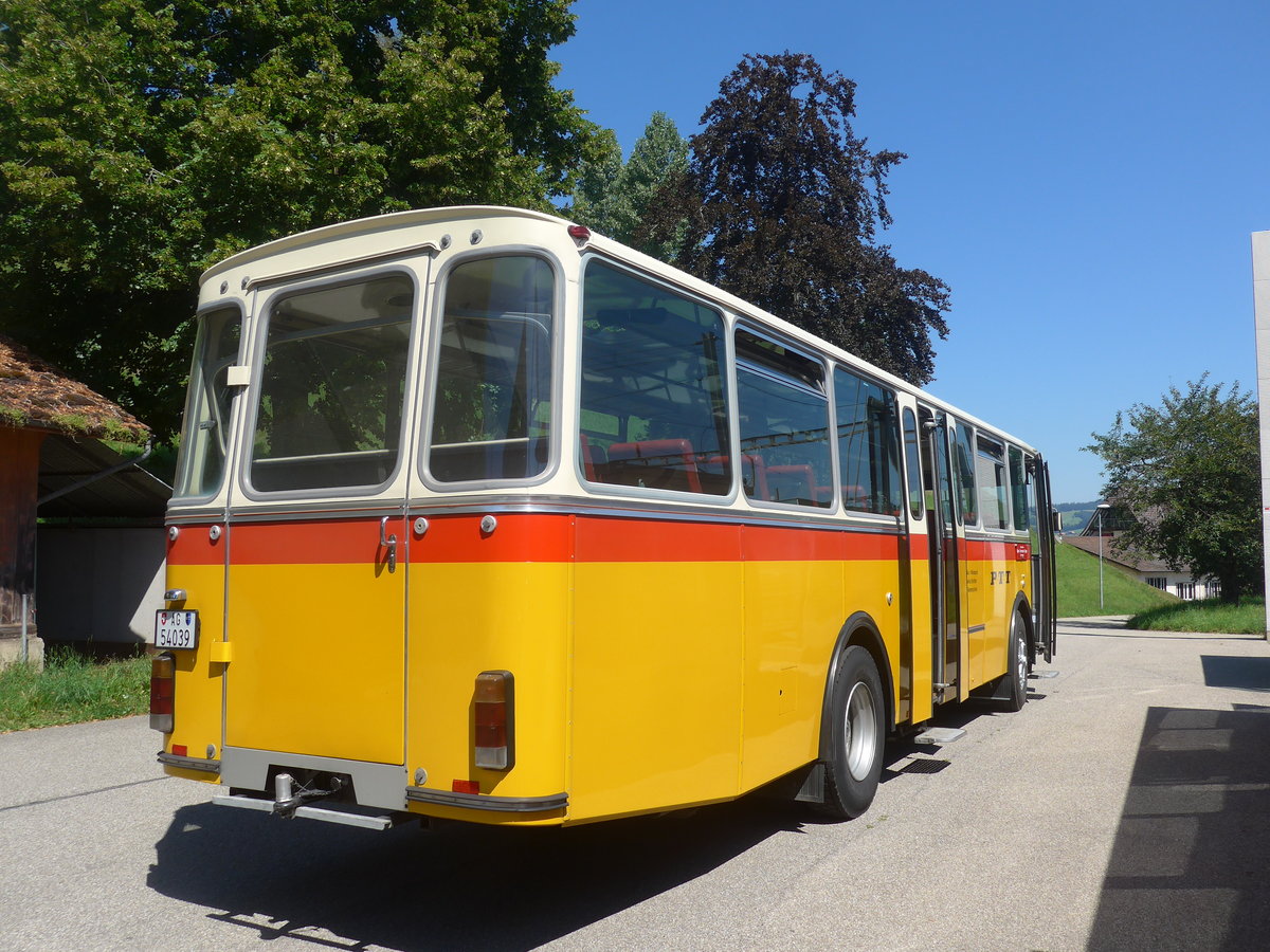 (219'575) - Birchler, Remetschwil - AG 54'039 - FBW/T�scher (ex Gerber, Winkel; ex Eggenberger, M�riken; ex Tanner, Bubendorf; ex P 24'803) am 9. August 2020 beim Bahnhof Emmenmatt