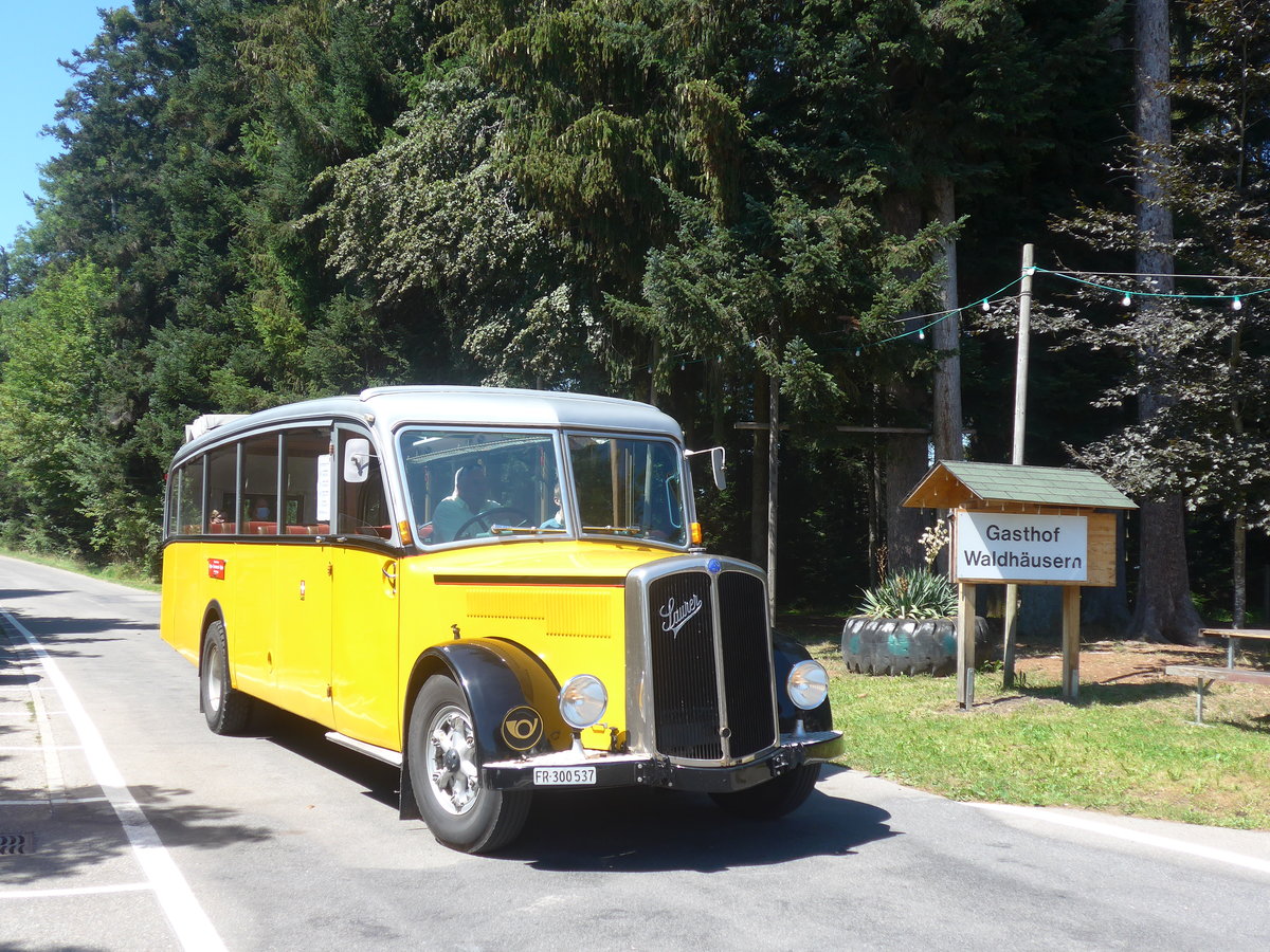 (219'579) - Schlapp, Cottens - FR 300'537 - Saurer/Saurer (ex SATEG, Lausanne; ex P 23'086; ex P 2138) am 9. August 2020 in Waldh�usern, Kurhaus