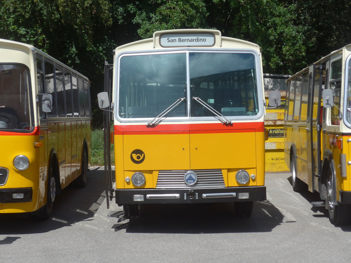 (220'102) - Gast, Wimmis - Saurer/T�scher (ex HPTrans, Thusis; ex Mauerhofer, Worb; ex Erni, Schupfart Nr. 3; ex P 24'636) am 23. August 2020 in Burgdorf, �kihof Ziegelgut