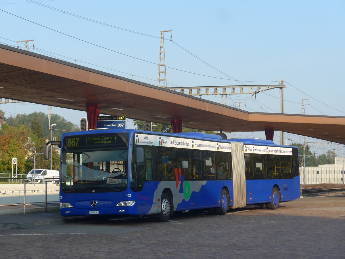 (220'564) - VZO Gr�ningen - Nr. 103/ZH 745'103 - Mercedes am 12. September 2020 beim Bahnhof Wetzikon