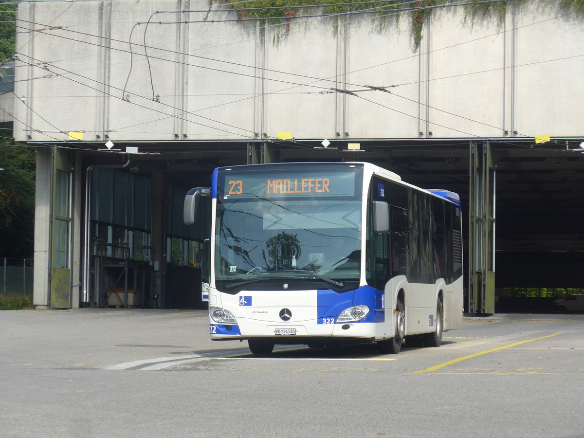 (221'099) - TL Lausanne - Nr. 322/VD 294'585 - Mercedes am 23. September 2020 in Lausanne, D�p�t Borde