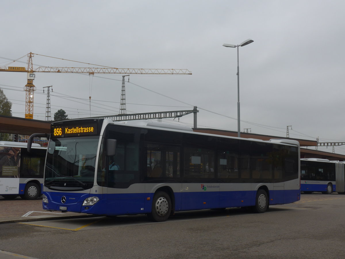 (221'778) - VZO Gr�ningen - Nr. 8/ZH 41'408 - Mercedes am 12. Oktober 2020 beim Bahnhof Wetzikon