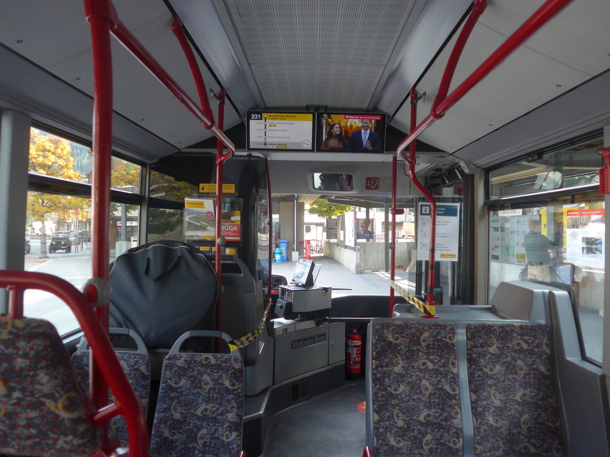 (222'167) - PostAuto Graub�nden - GR 168'850 - Mercedes (ex D�nser, Trimmis; ex Luk, Gr�sch; ex PostAuto Graub�nden GR 102'365) am 20. Oktober 2020 beim Bahnhof Klosters (Innenaufnahme)