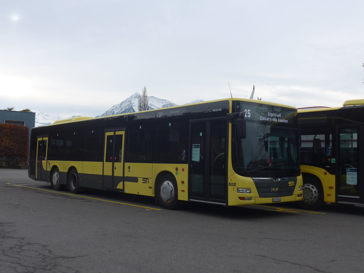(223'049) - STi Thun - Nr. 602/BE 865'602 - MAN am 20. Dezember 2020 bei der Schiffl�ndte Thun
