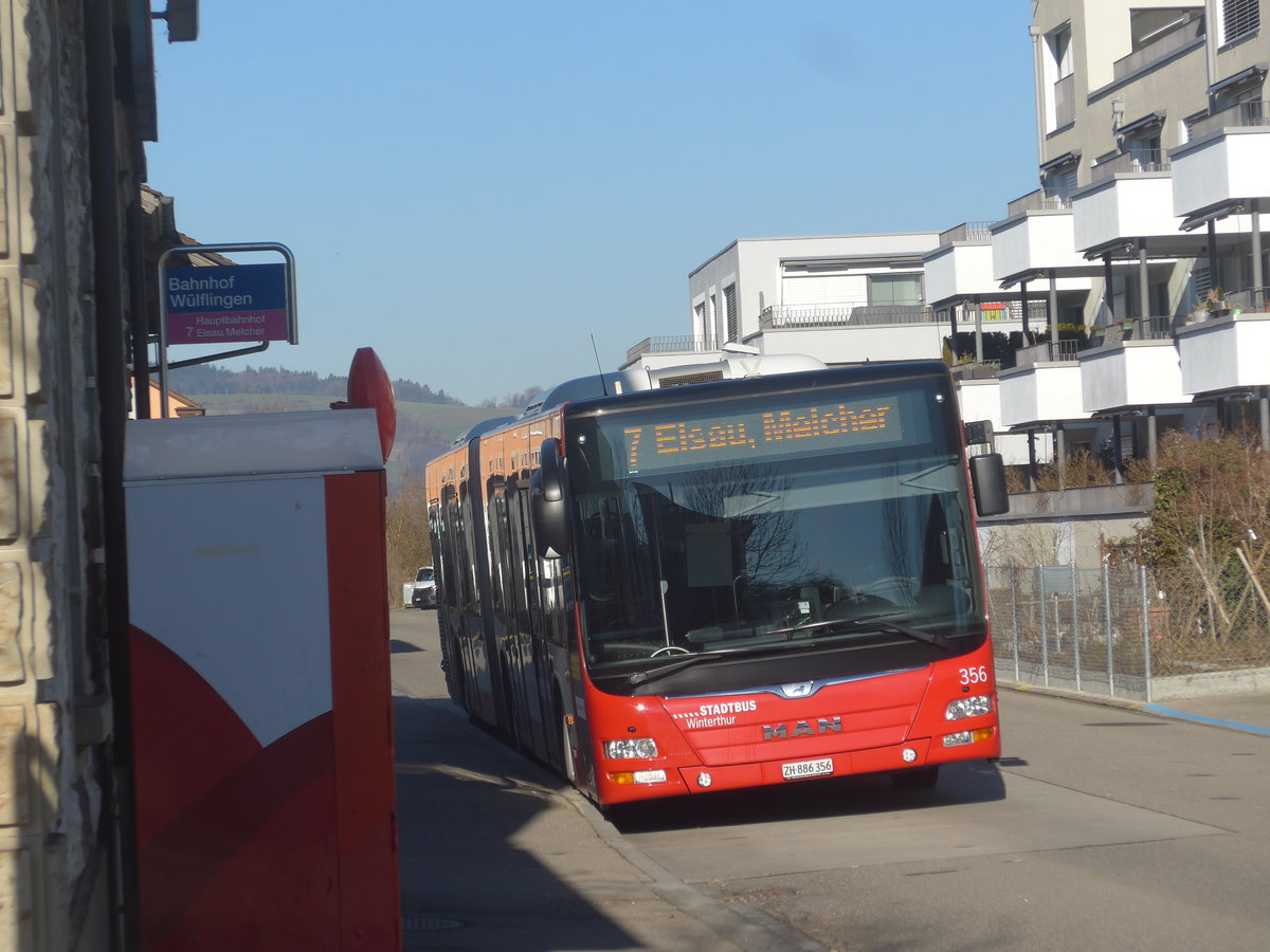 (223'666) - SW Winterthur - Nr. 356/ZH 886'356 - MAN am 21. Februar 2021 beim Bahnhof Winterthur W�lflingen