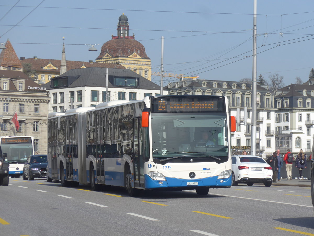 (223'793) - VBL Luzern - Nr. 179/LU 240'937 - Mercedes am 26. Februar 2021 in Luzern, Bahnhofbr�cke