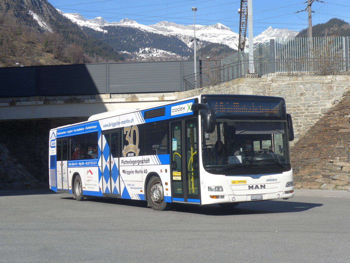 (223'912) - PostAuto Wallis - VS 449'118 - MAN am 2. M�rz 2021 beim Bahnhof Brig