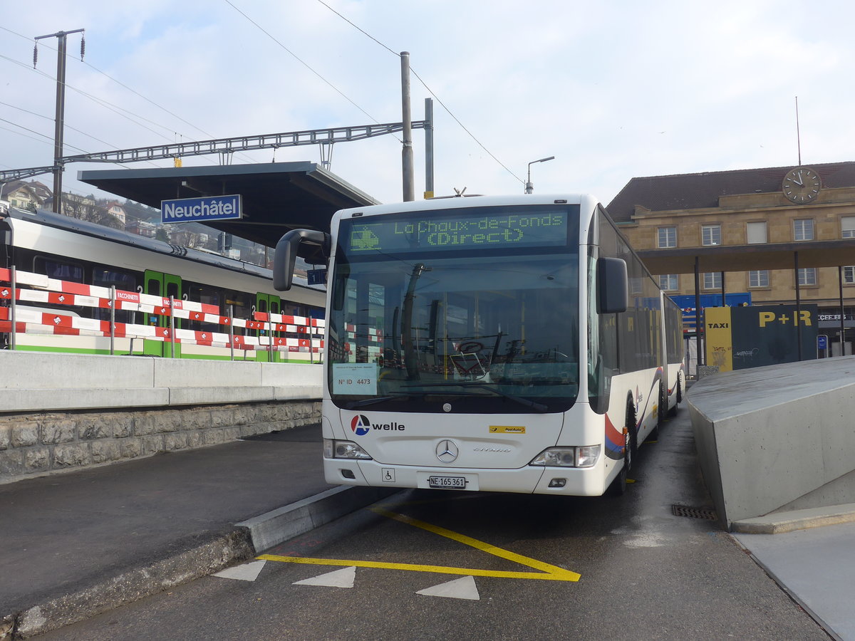 (223'994) - Wicki, Zufikon - NE 165'361 - Mercedes (ex AG 6092) am 7. M�rz 2021 beim Bahnhof Neuch�tel (Einsatz CarPostal)