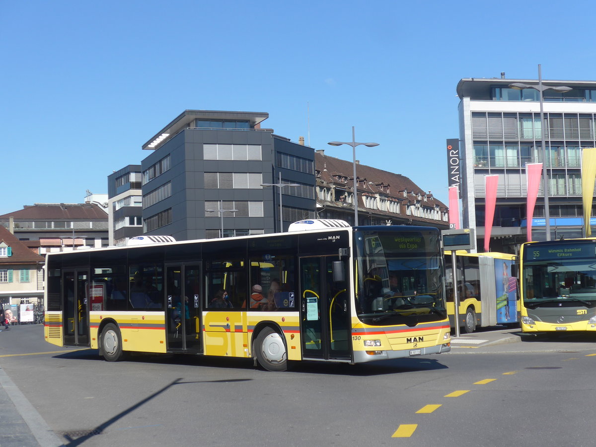 (224'332) - STI Thun - Nr. 130/BE 801'130 - MAN am 21. M�rz 2021 beim Bahnhof Thun