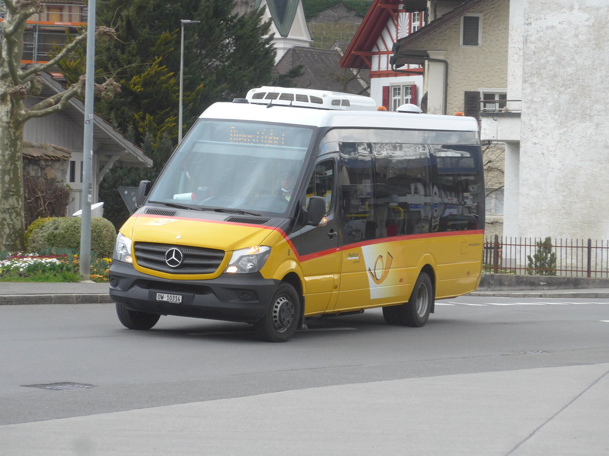 (224'378) - PostAuto Zentralschweiz - Nr. 8/OW 10'314 - Mercedes (ex Dillier, Sarnen Nr. 8) am 27. M�rz 2021 beim Bahnhof Sarnen