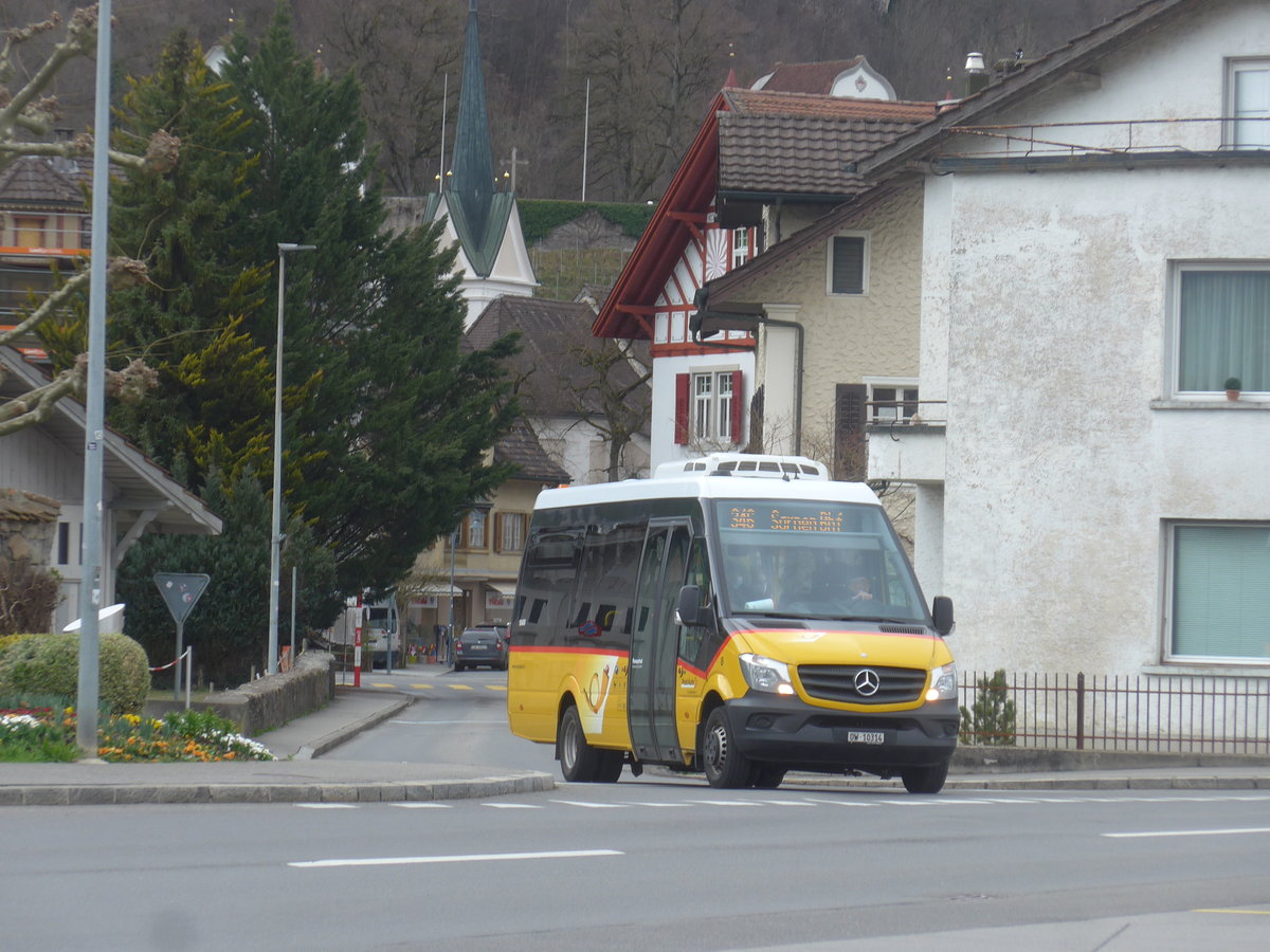 (224'384) - PostAuto Zentralschweiz - Nr. 8/OW 10'314 - Mercedes (ex Dillier, Sarnen Nr. 8) am 27. M�rz 2021 beim Bahnhof Sarnen