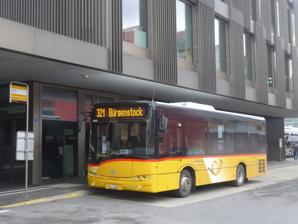 (224'392) - PostAuto Zentralschweiz - Nr. 20/NW 19'589 - Solaris (ex PostAuto Bern Nr. 14; ex Klopfstein, Laupen Nr. 14) am 27. M�rz 2021 beim Bahnhof Stansstad