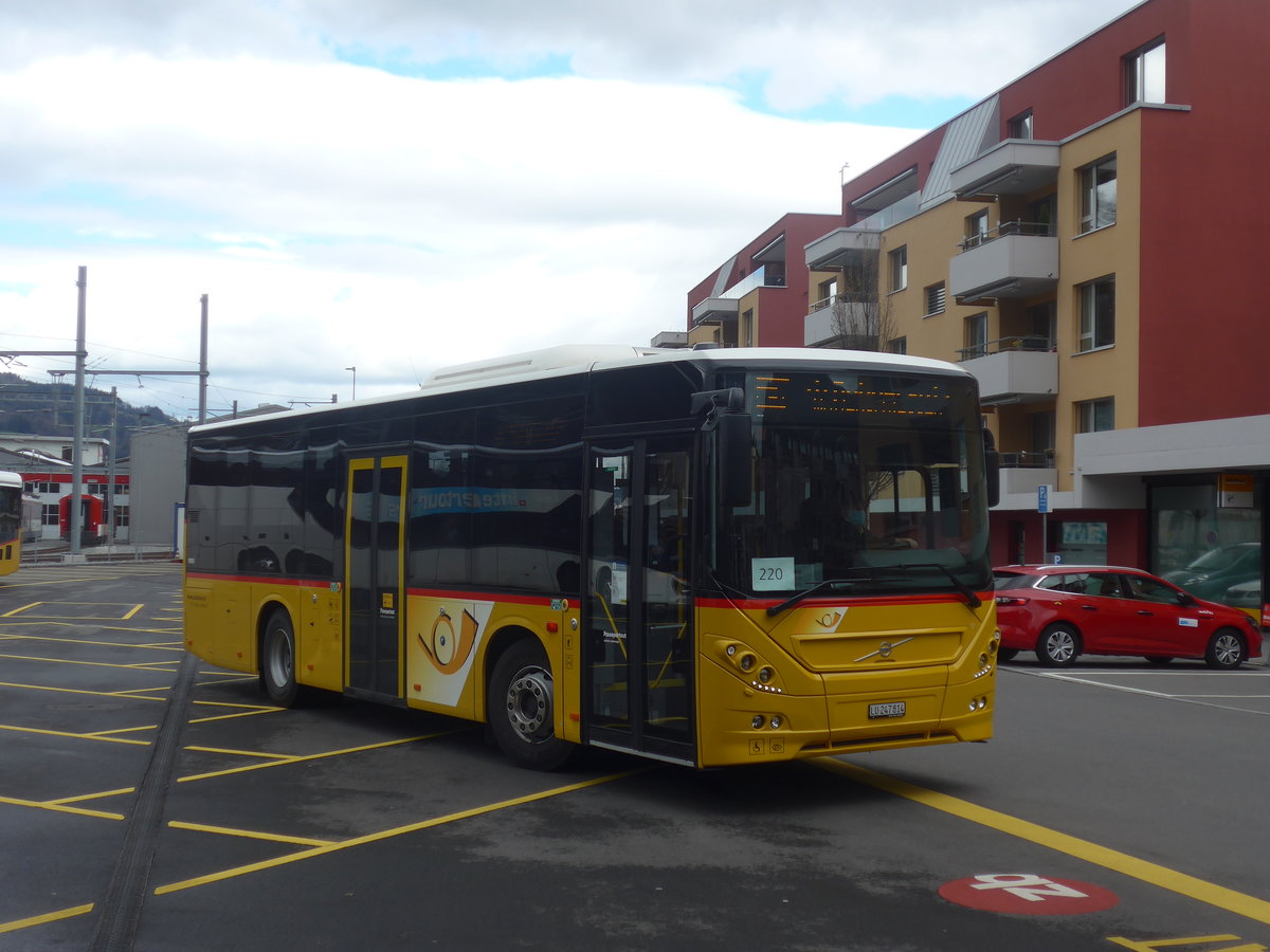 (224'415) - Huber, Entlebuch - LU 247'814 - Volvo am 27. M�rz 2021 beim Bahnhof Stansstad