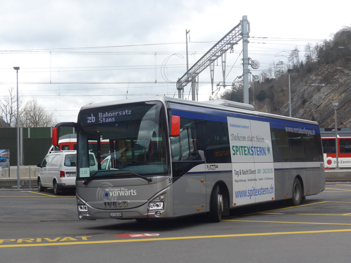 (224'421) - AAGR Rothenburg - Nr. 51/LU 138'469 - Iveco am 27. M�rz 2021 beim Bahnhof Stansstad