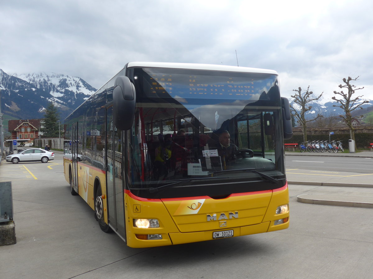 (224'462) - PostAuto Zentralschweiz - Nr. 11/OW 10'121 - MAN (ex Dillier, Sarnen Nr. 11) am 27. M�rz 2021 beim Bahnhof Sarnen