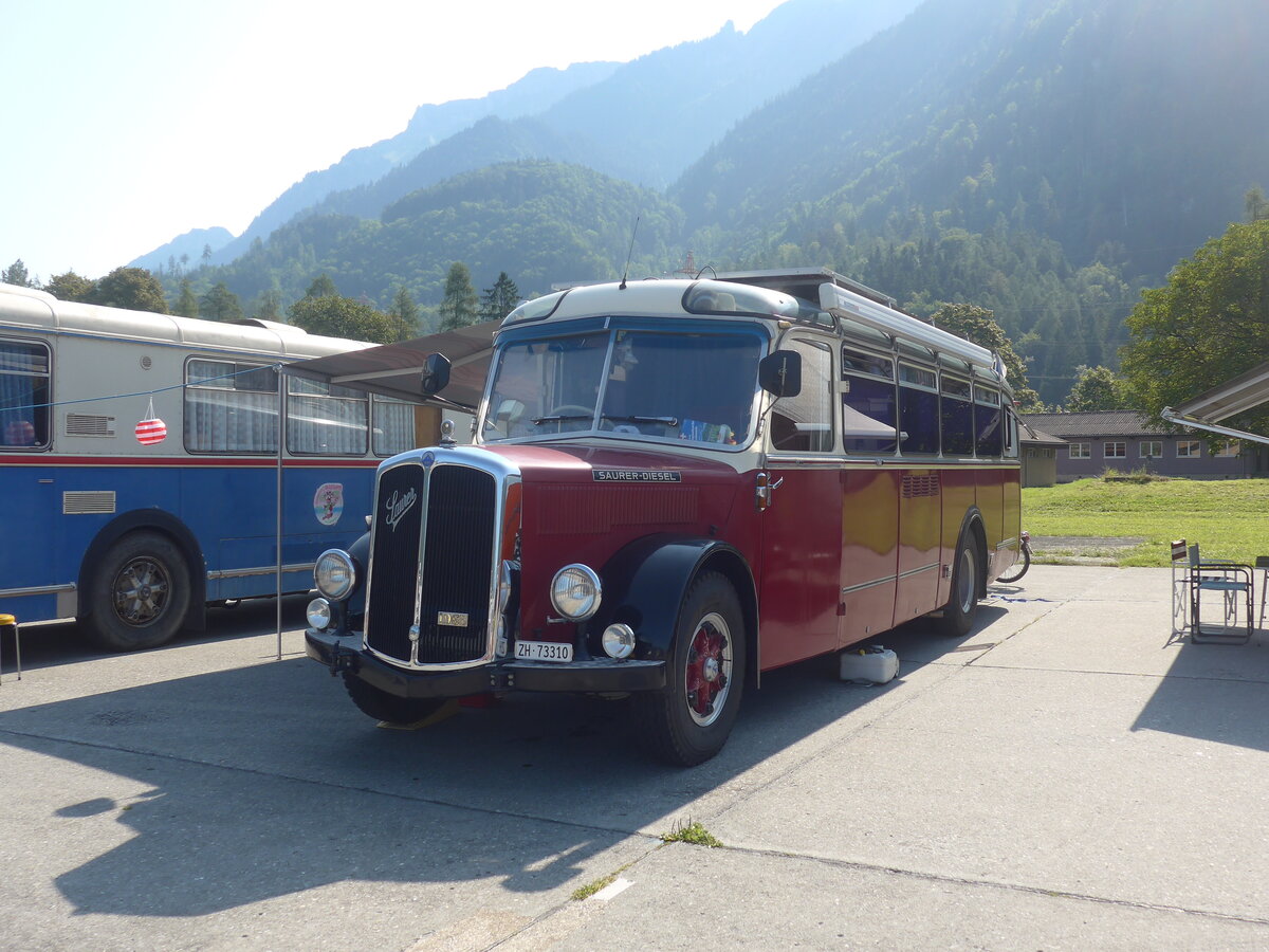 (227'443) - Morger, Horgenberg - ZH 73'310 - Saurer/T�scher (ex P 23'167; ex Casper, Lenzerheide) am 21. August 2021 in Interlaken, Flugplatz