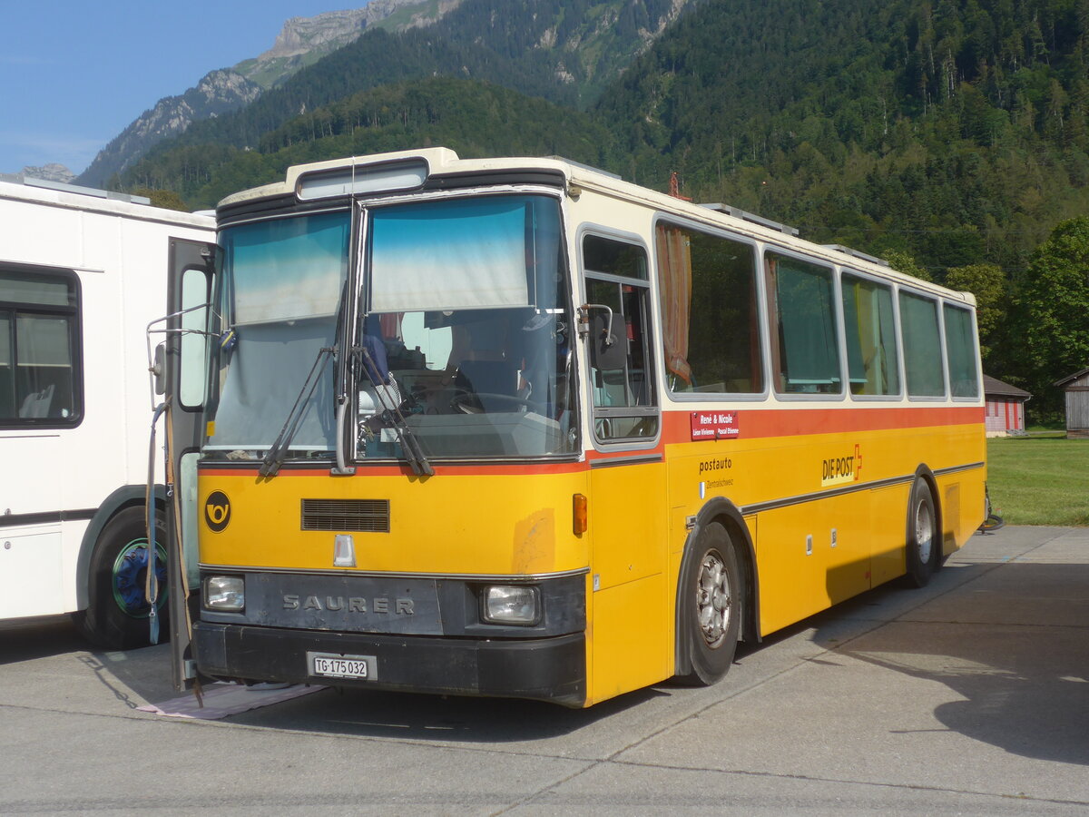 (227'501) - Sch�r, Ettenhausen - TG 175'032 - Saurer/R&J (ex Zimmermann, Kerns; ex Amstein, Willisau) am 21. August 2021 in Interlaken, Flugplatz