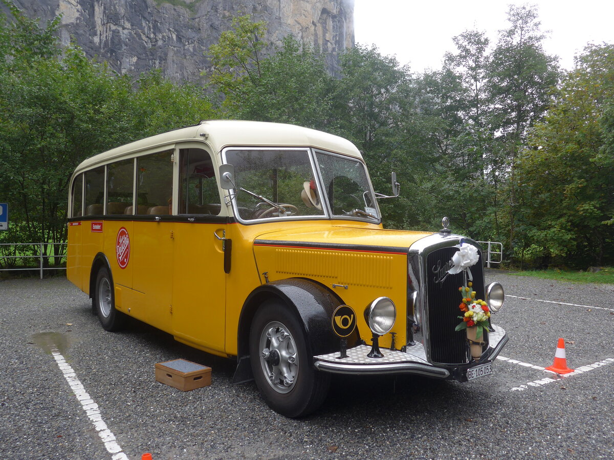(228'228) - Blaser, Unterseen - BE 105'053 - Saurer/T�scher (ex Gessinger, Bad Ragaz) am 20. September 2021 in Tr�mmelbach, Tr�mmelbachf�lle