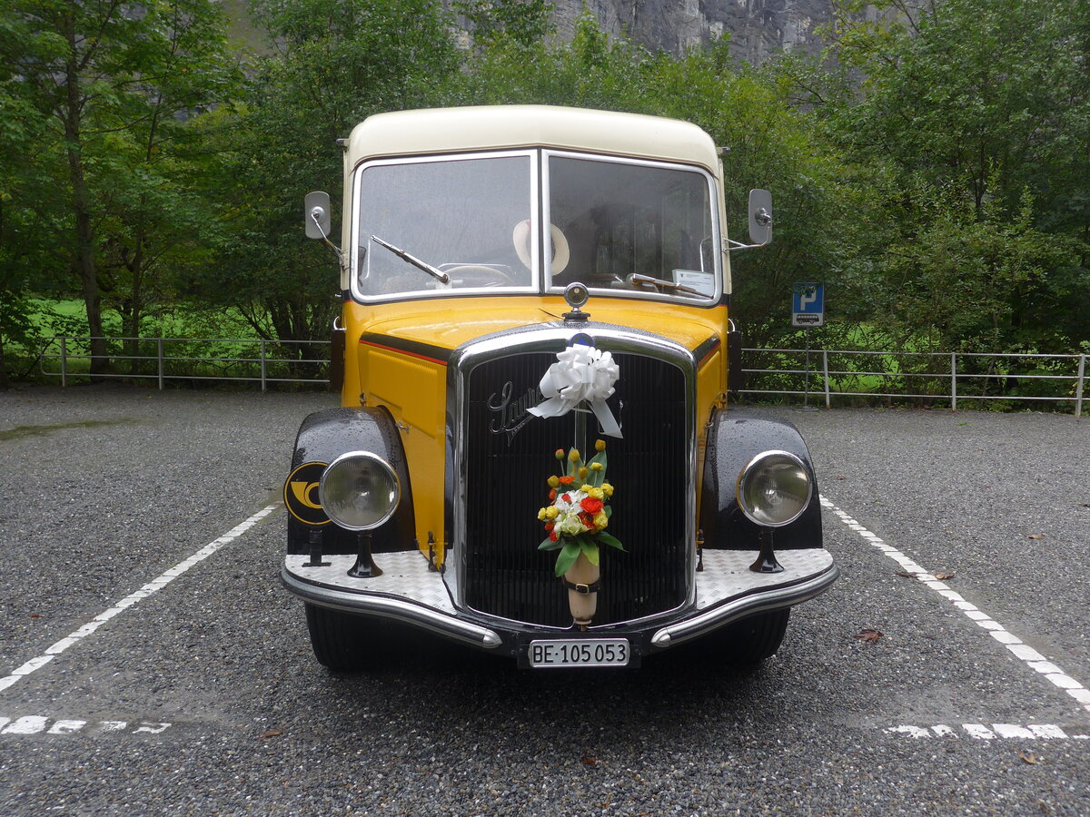 (228'230) - Blaser, Unterseen - BE 105'053 - Saurer/T�scher (ex Gessinger, Bad Ragaz) am 20. September 2021 in Tr�mmelbach, Tr�mmelbachf�lle