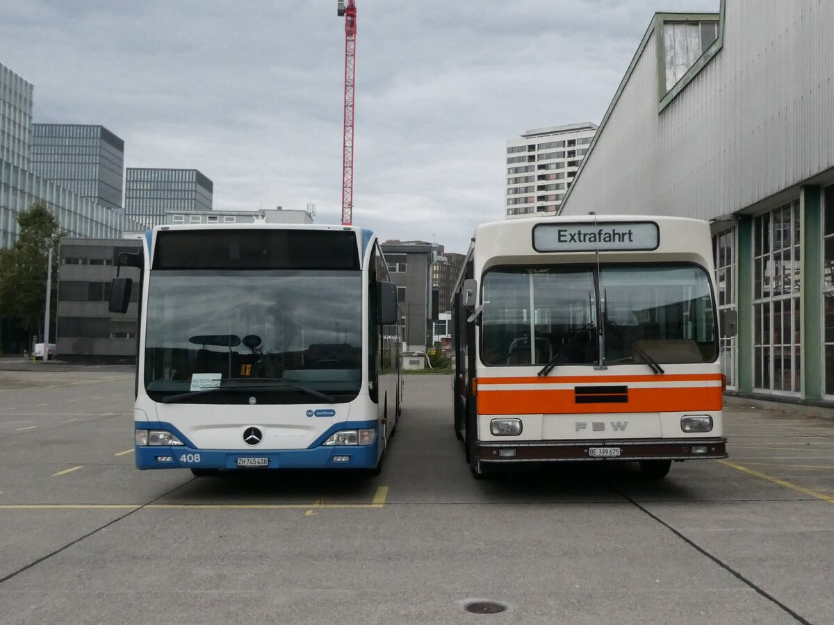 (228'338) - VBZ Z�rich - Nr. 408/ZH 745'408 - Mercedes + Wegm�ller, M�nsingen - BE 399'675 - FBW/R&J (ex Bamert, Wollerau) am 26. September 2021 in Z�rich, VBZ-Garage Hardau