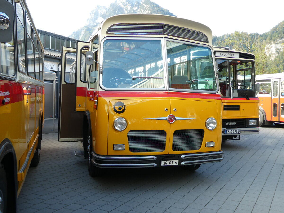 (228'502) - Stutz, Jonen - AG 6316 . FBW/Gangloff (ex Londonbus, Holziken; ex Furter, Oberentfelden; ex P 24'167) am 2. Oktober 2021 in N�fels, FBW-Museum