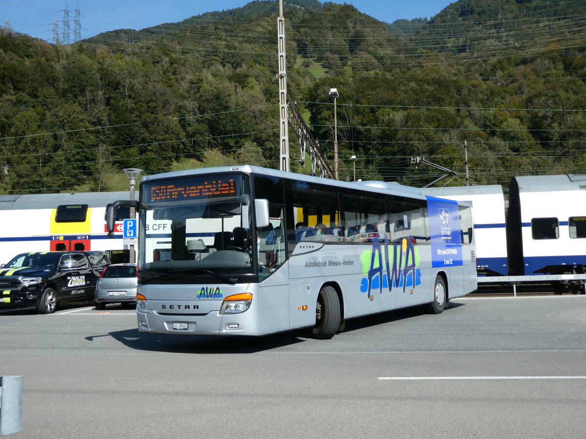 (228'602) - AWA Amden - Nr. 3/SG 39'003 - Setra am 2. Oktober 2021 beim Bahnhof Ziegelbr�cke