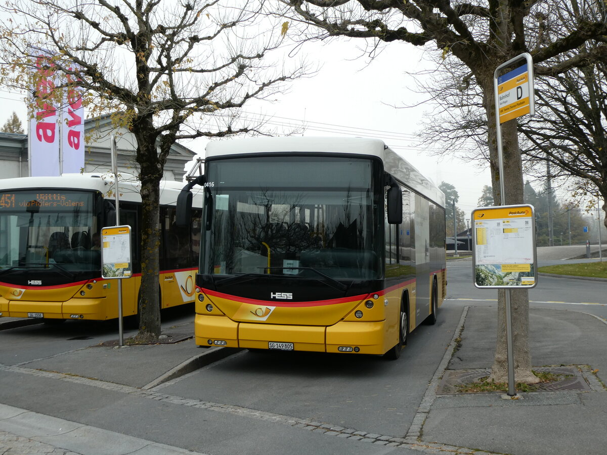 (230'562) - Gessinger, Bad Ragaz - SG 149'805 - Scania/Hess am 12. November 2021 beim Bahnhof Bad Ragaz