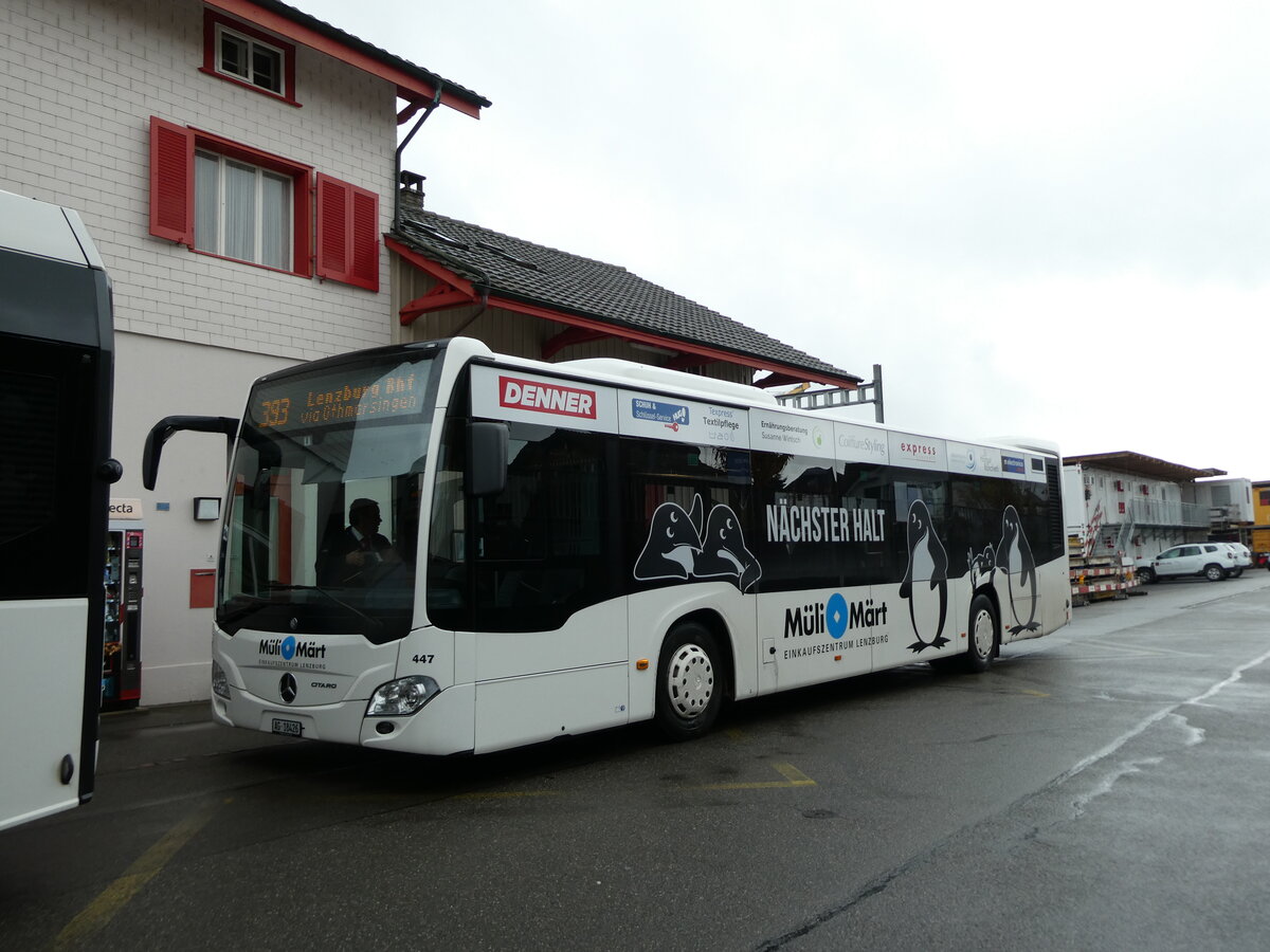 (230'763) - Knecht, Windisch - Nr. 447/AG 18'426 - Mercedes am 14. November 2021 beim Bahnhof M�genwil