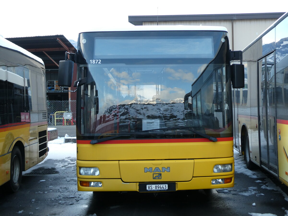 (231'168) - MOB Montreux - Nr. 34/VS 89'443 - MAN/G�ppel (ex TSAR, Sierre; ex PostAuto Bern; ex P 23'032) am 12. Dezember 2021 in Collombey, Garage TPC