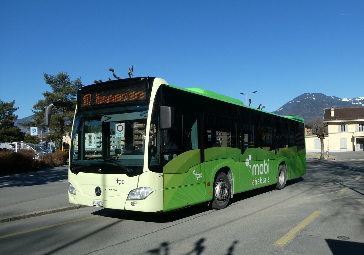 (233'219) - TPC Aigle - Nr. 652/VS 490'115 - Mercedes (ex Bayerische Schl�sser, G�rten + Seen, D-M�nchen) am 26. Februar 2022 beim Bahnhof Monthey CFF