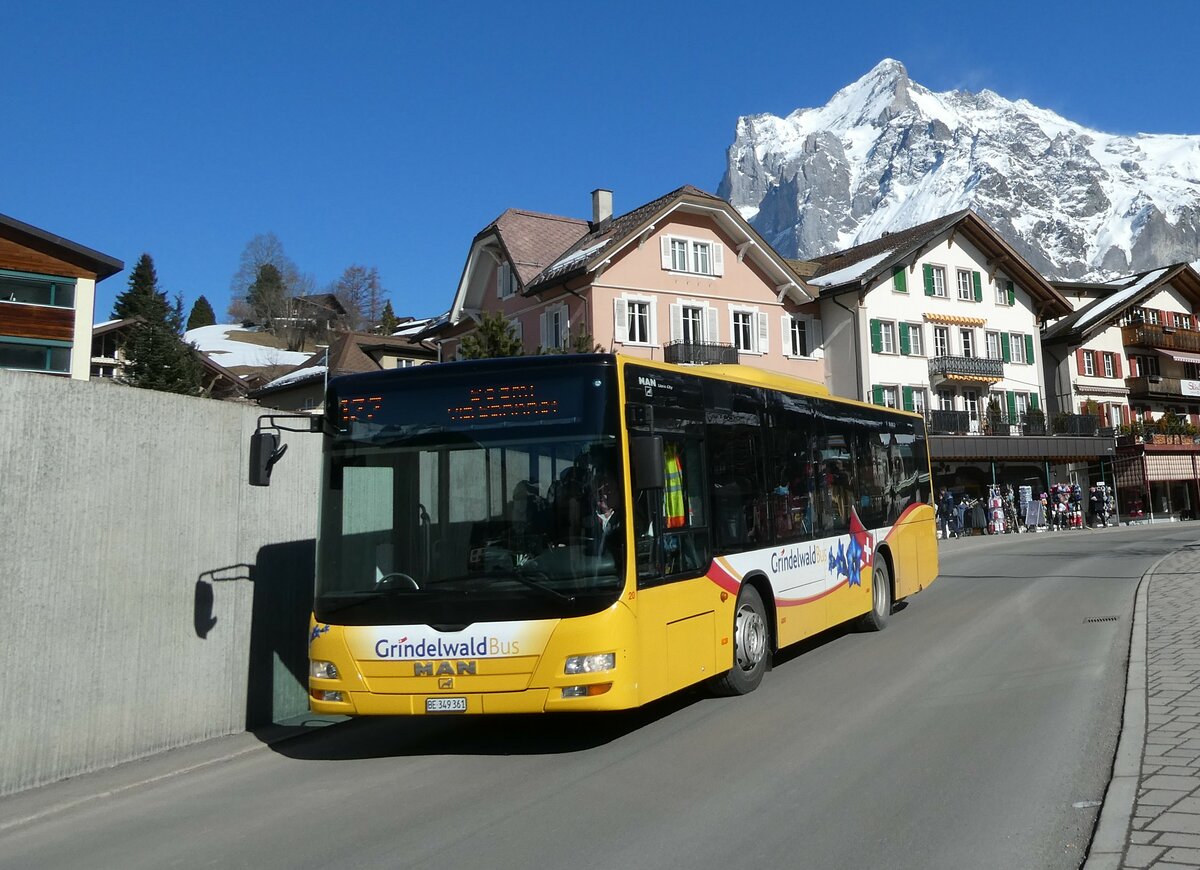 (233'272) - Grindelwaldbus, Grindelwald - Nr. 20/BE 349'361 - MAN/G�ppel am 27. Februar 2022 in Grindelwald, Sportzentrum