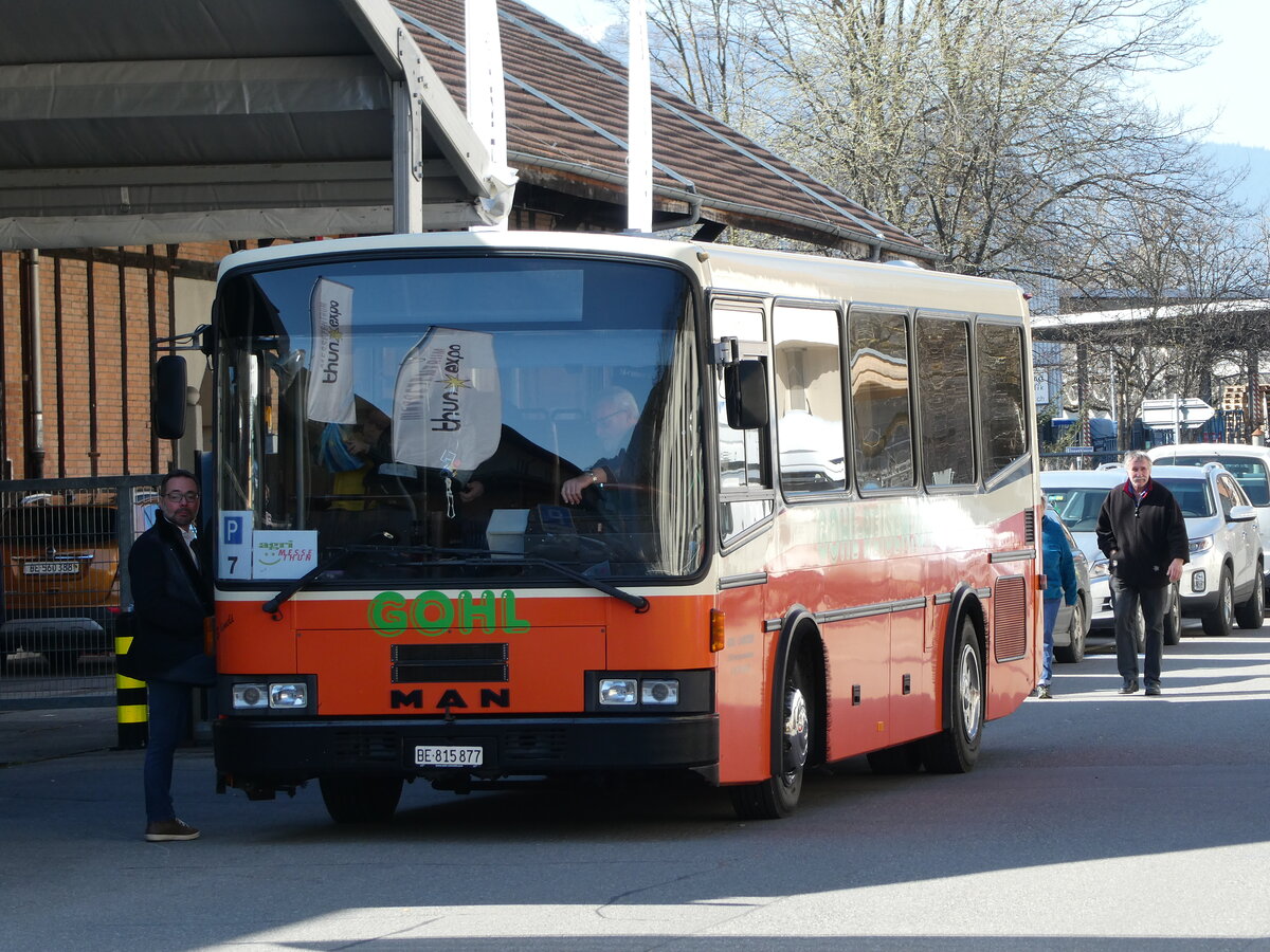 (233'354) - Gohl, Herzogenbuchsee - BE 815'877 - MAN/Lauber (ex AMSA Chiasso Nr. 19; ex Tresch, Amsteg) am 3. M�rz 2022 in Thun, Expo