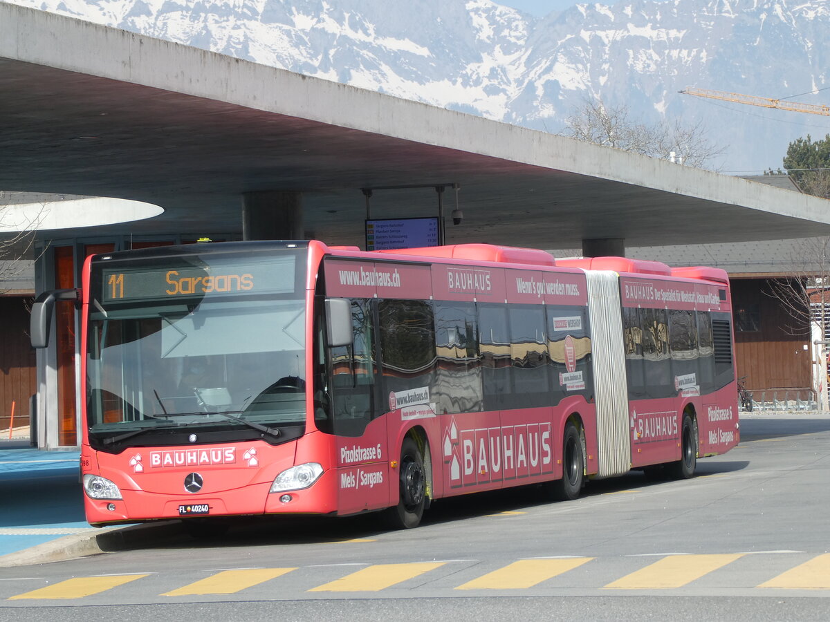 (233'530) - BOS PS Anstalt, Vaduz - Nr. 598/FL 40'240 - Mercedes (ex PLA Vaduz Nr. 56; ex PLA Vaduz Nr. 58) am 8. M�rz 2022 beim Bahnhof Schaan