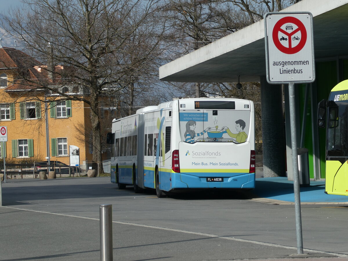 (233'532) - BOS PS Anstalt, Vaduz - Nr. 596/FL 40'238 - Mercedes (ex PLA Vaduz Nr. 66) am 8. M�rz 2022 beim Bahnhof Schaan