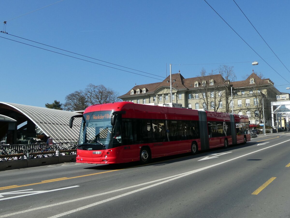 (233'597) - Bernmobil, Bern - Nr. 49 - Hess/Hess Doppelgelenktrolleybus am 9. M�rz 2022 in Bern, Schanzenstrasse