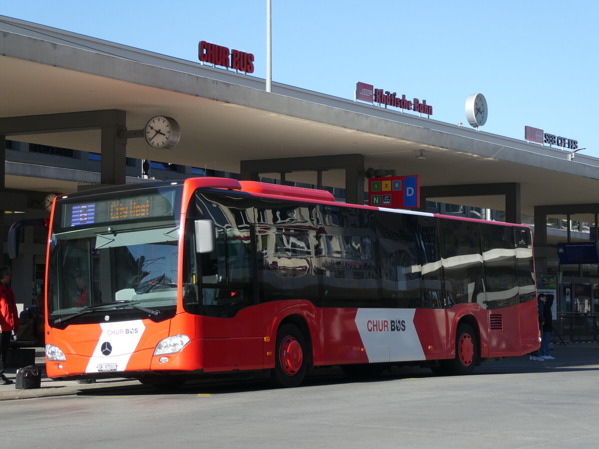 (233'610) - Chur Bus, Chur - Nr. 1/GR 97'501 - Mercedes am 9. M�rz 2022 beim Bahnhof Chur